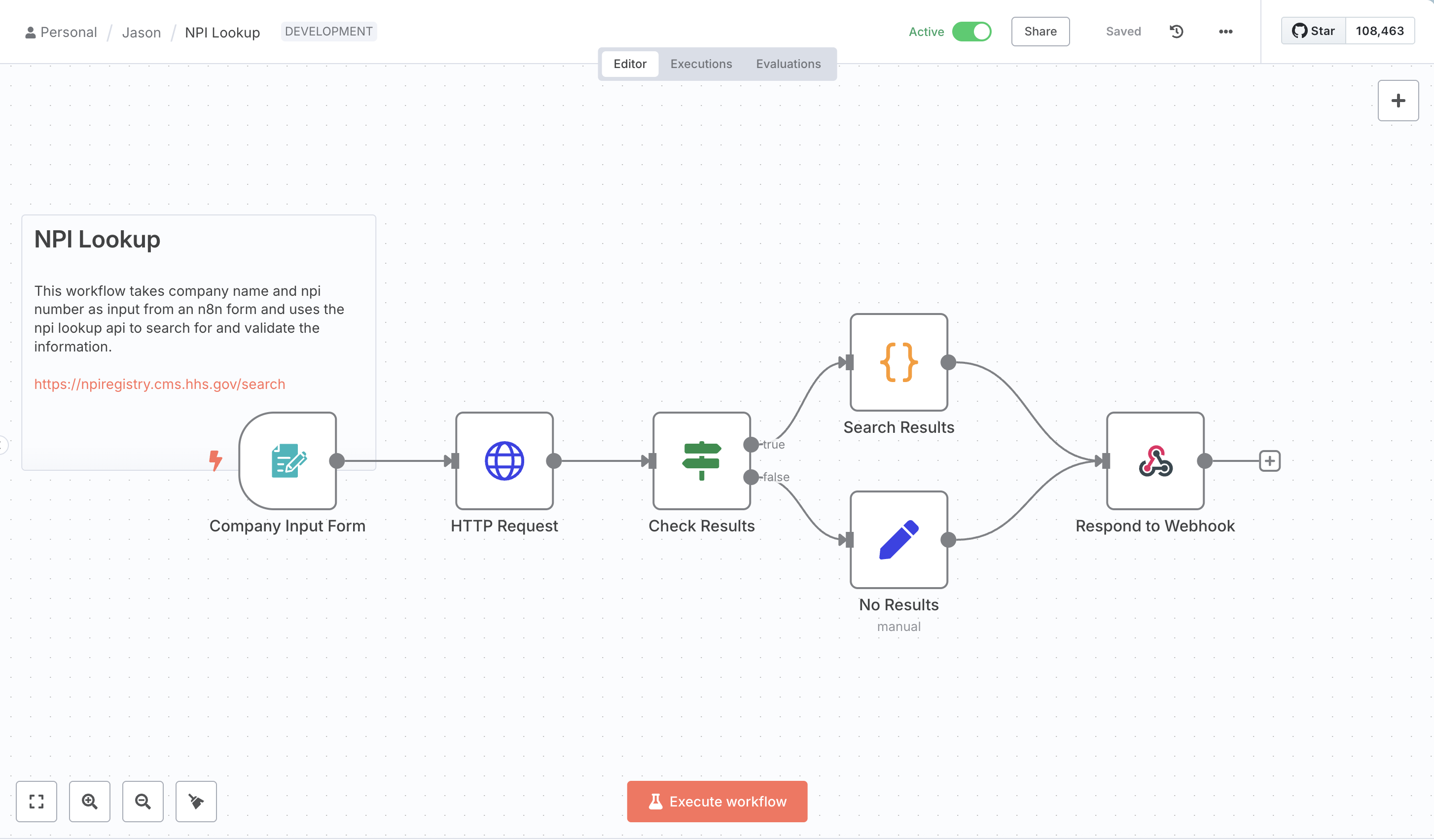 NPI (National Provider Identifier) Lookup Workflow